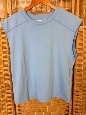NWT Nation LTD Perry Muscle Tank in Daydream Blue Small 100% Organic Cotton
